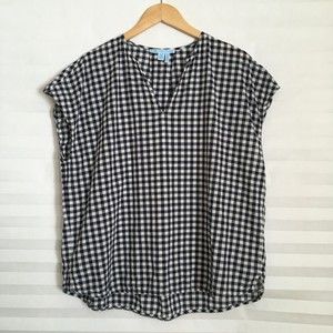 Draper James Womens Blouse Top Size XXL 100% Cotton Pull Over Plaid Sleeveless
